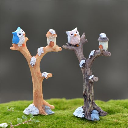 DIY Resin Cute Owl Tree Branch Miniature